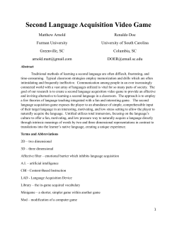 Second Language Acquisition Video Game - cse.sc.edu
