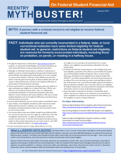 On Federal Student Financial Aid MYTH BUSTER!