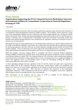 Organizations Supporting the EU‐US Financial Services