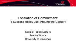 Special Topics Lecture - Escalation of