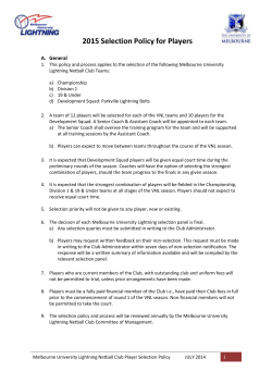 MUL Selection Policy for Players 2015