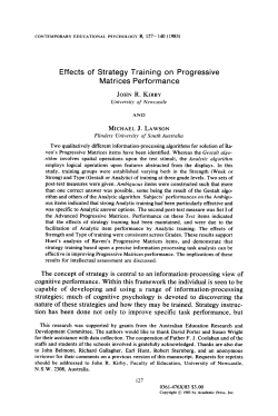 Effects of Strategy Training on Progressive Matrices