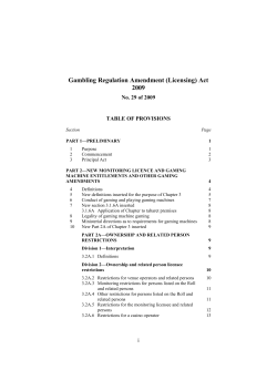 Gambling Regulation Amendment (Licensing) Act 2009