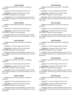 PoW Checklist ____ Monday: Read problem and answer 3 planning