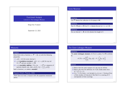 Functional Analysis Some Notation Measures The Outer