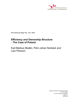 Efficiency and Ownership Structure &ndash; The Case of Poland Karl