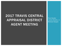2017 TRAVIS CENTRAL APPRAISAL DISTRICT AGENT MEETING