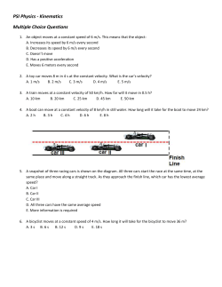 PSI Physics - Kinematics Multiple Choice Questions
