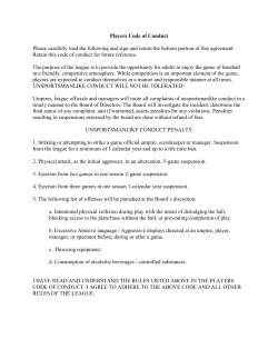 Players Code of Conduct Please carefully read the following and