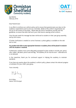 Ref.MR/MC February 2016 Dear Parent/Carer In an effort to