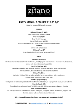 PARTY MENU - 2 COURSE &pound;19.95 P/P