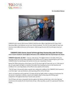 TORONTO 2015 Games Stand Tall through New