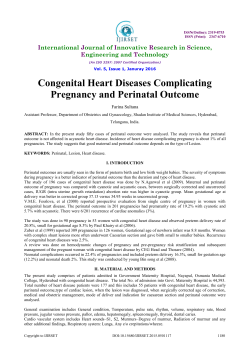 Congenital Heart Diseases Complicating Pregnancy and