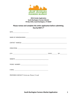 South Burlington Farmers Market Application 1