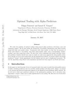 Optimal Trading with Alpha Predictors arXiv:1501.03756v2 [q