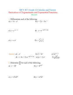 MCV4U1 Derivatives of Trigonometric and Exponential Functions