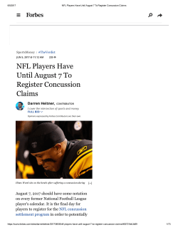 NFL Players Have Until August 7 To Register Concussion Claims
