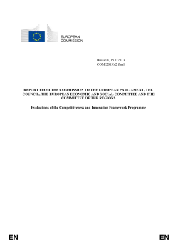 EN EN REPORT FROM THE COMMISSION TO THE EUROPEAN