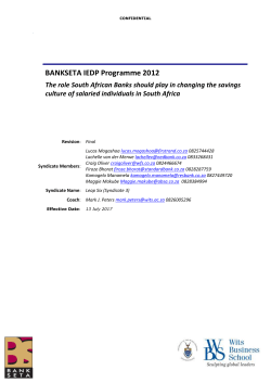 BANKSETA IEDP Programme 2012 The role South African Banks