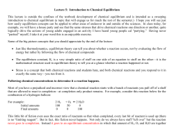 Introduction to Chemical Equilibrium