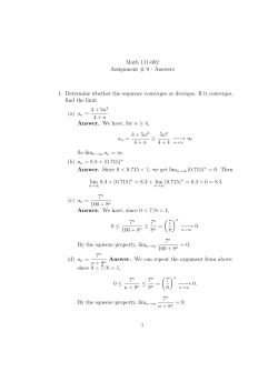 Math 111-002 Assignment # 9 - Answers 1. Determine whether the