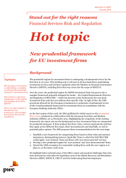 New prudential framework for EU investment firms