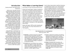 Introduction What Makes a Learning Game?