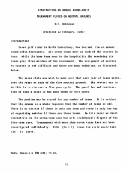 CONSTRUCTING AN ANNUAL ROUND