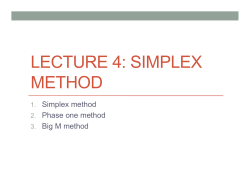 LECTURE 4: SIMPLEX METHOD