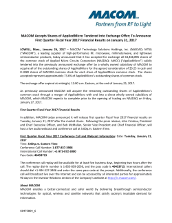 MACOM Accepts Shares of AppliedMicro Tendered into Exchange