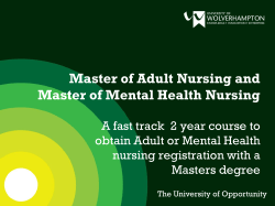 Master of Adult Nursing and Master of Mental Health Nursing