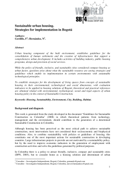 Sustainable urban housing. Strategies for implementation in Bogot&aacute;