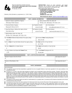 PI-1833 Application Wisconsin Head Start Program State Supplement