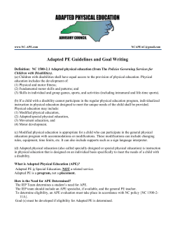 APE Guidelines and Goal Writing - NC-APE