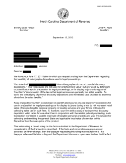 suplr 2012-0029 - North Carolina Department of Revenue