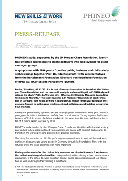 New Skills at Work Foundation | Phineo | Press Release