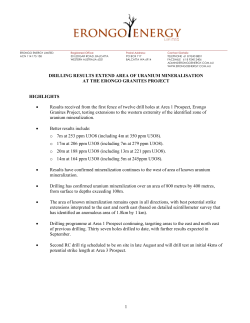 1 DRILLING RESULTS EXTEND AREA OF URANIUM