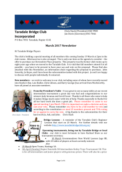 March 2017 - Taradale Bridge Club