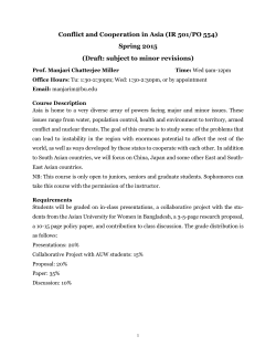 Conflict and Cooperation in Asia (IR 501/PO 554)