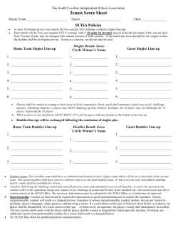 Tennis Score Sheet
