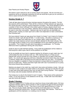 Hockey Grade 4 -7 Grade 3 Hockey: