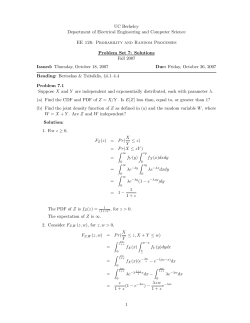 Probability and Random Processes Problem Set 7