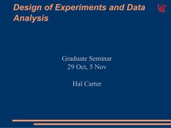 Design of Experiments and Data Analysis