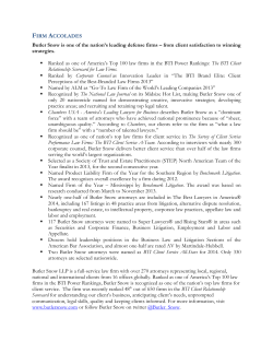 FIRM ACCOLADES Butler Snow is one of the nation`s leading