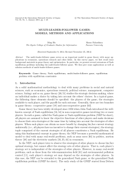 MULTI-LEADER-FOLLOWER GAMES: MODELS, METHODS AND