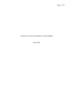 A Discussion Towards Transgenderism within Buddhism Dustin Hall