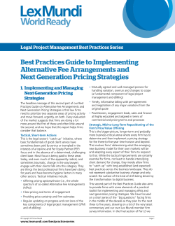 Best Practices Guide to Implementing Alternative Fee