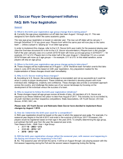US Soccer Player Development Initiatives FAQ: Birth Year Registration