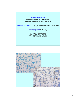 PORE SPACES - WHERE GW IS STORED AND MOVES THROUGH