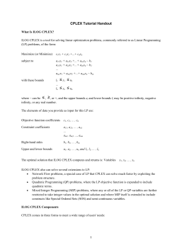CPLEX Tutorial Handout